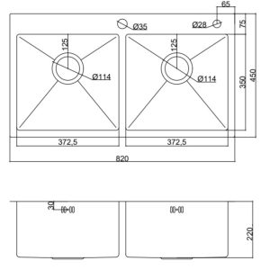 Alternative view of Chậu rửa bát 2 hố cân EM 8245